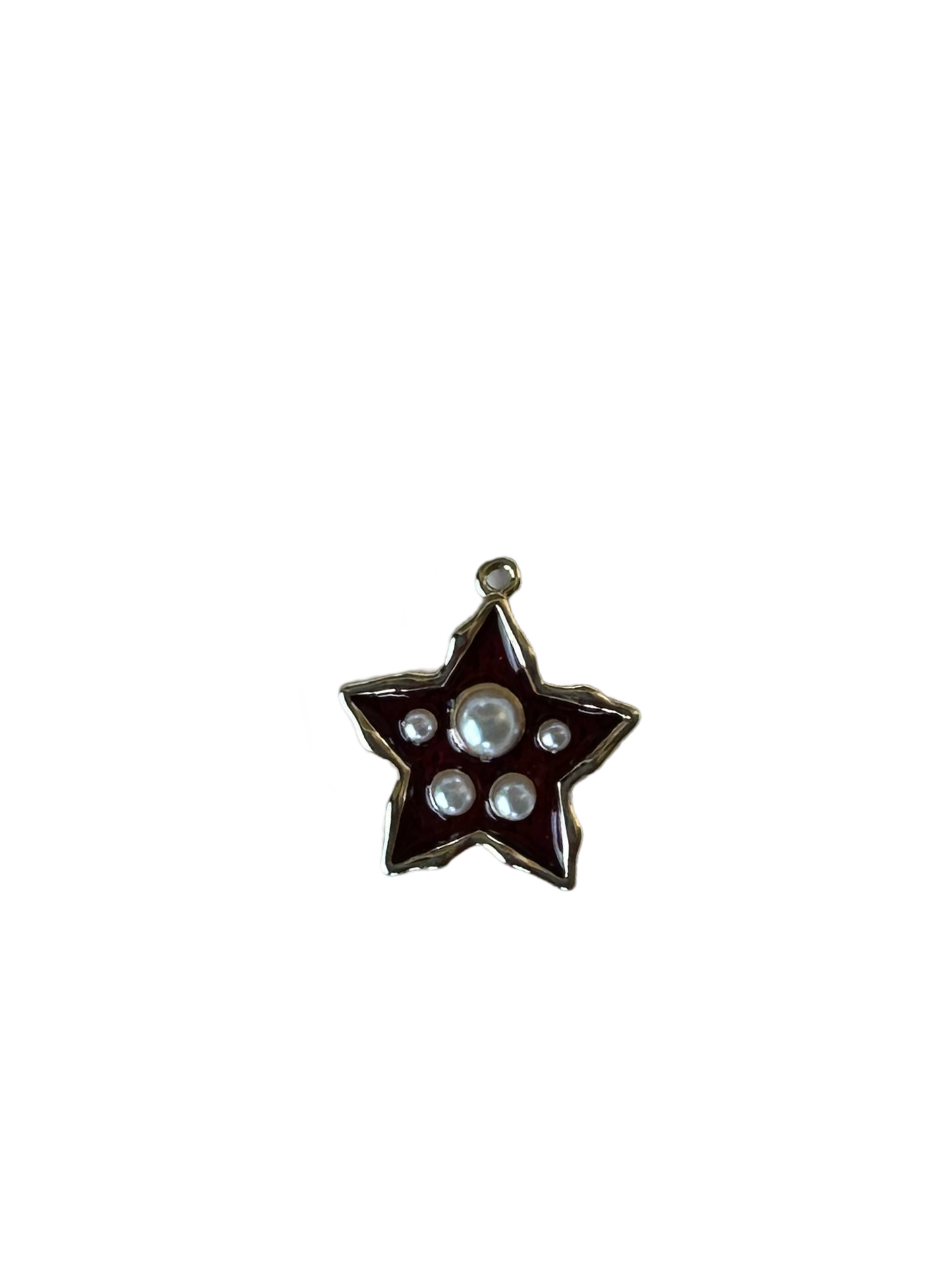 Charm Deep red Star with Pearl